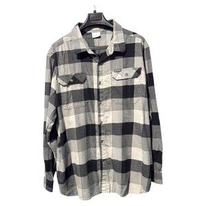 Columbia mens grey checkered plaid flannel size 3X casual button‎ down shirt